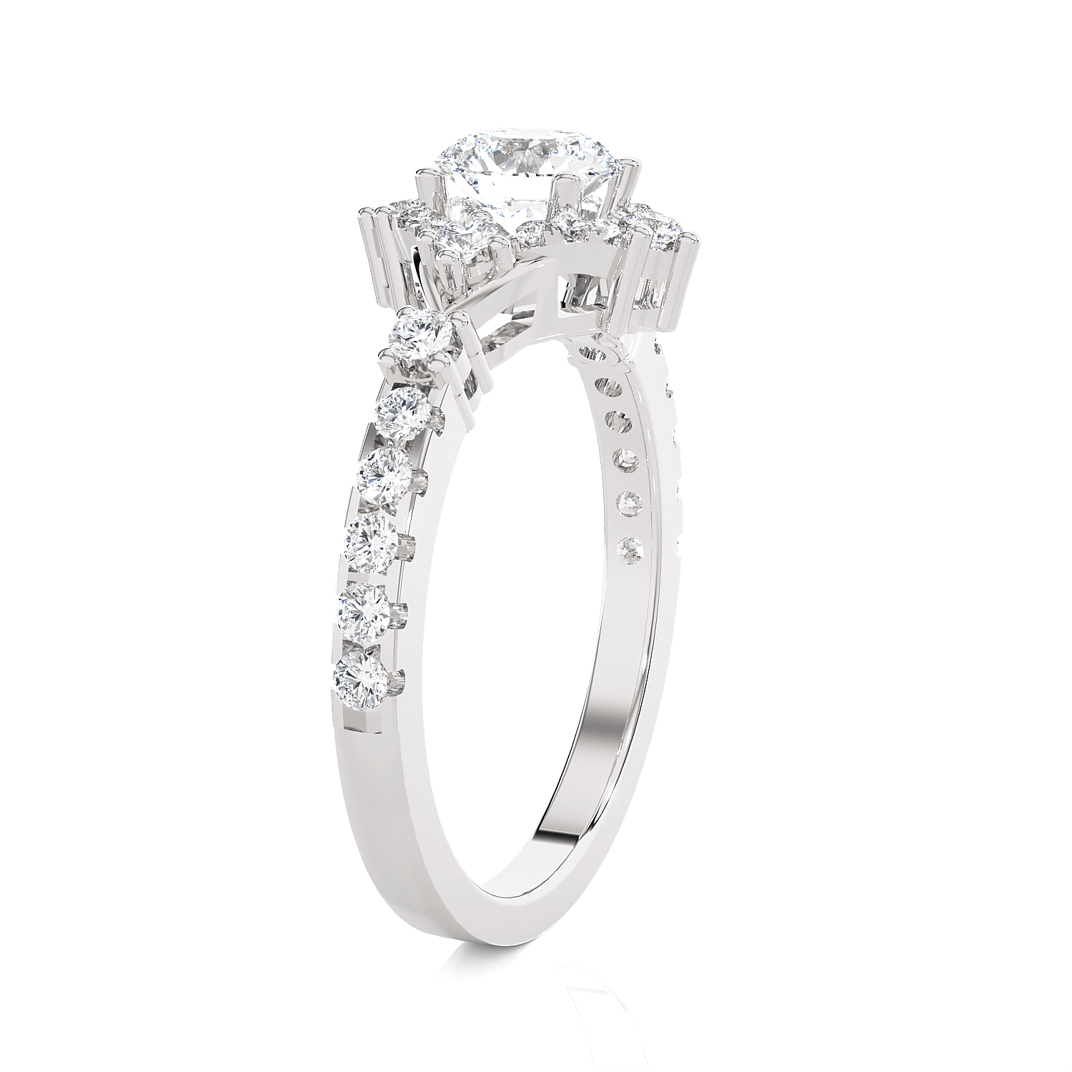Round Lab Grown Diamond Halo Engagement Ring