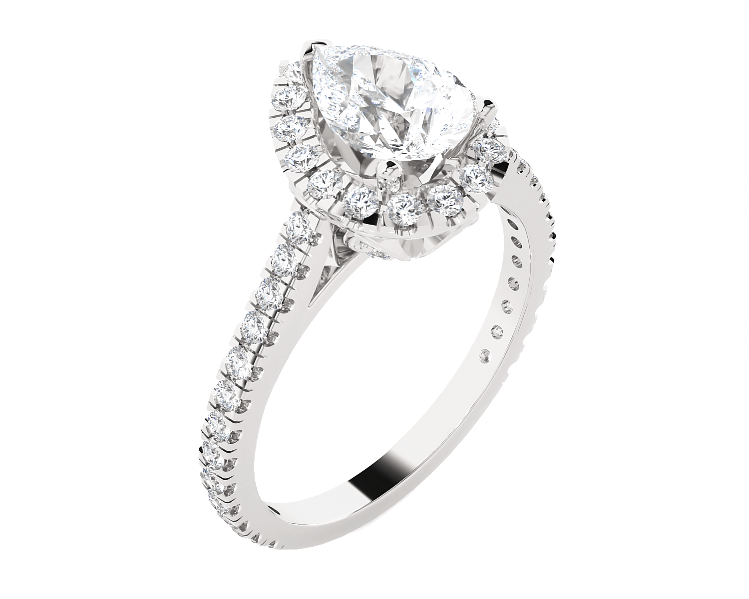 Pear-Shaped Lab Grown Diamond Halo Engagement Ring