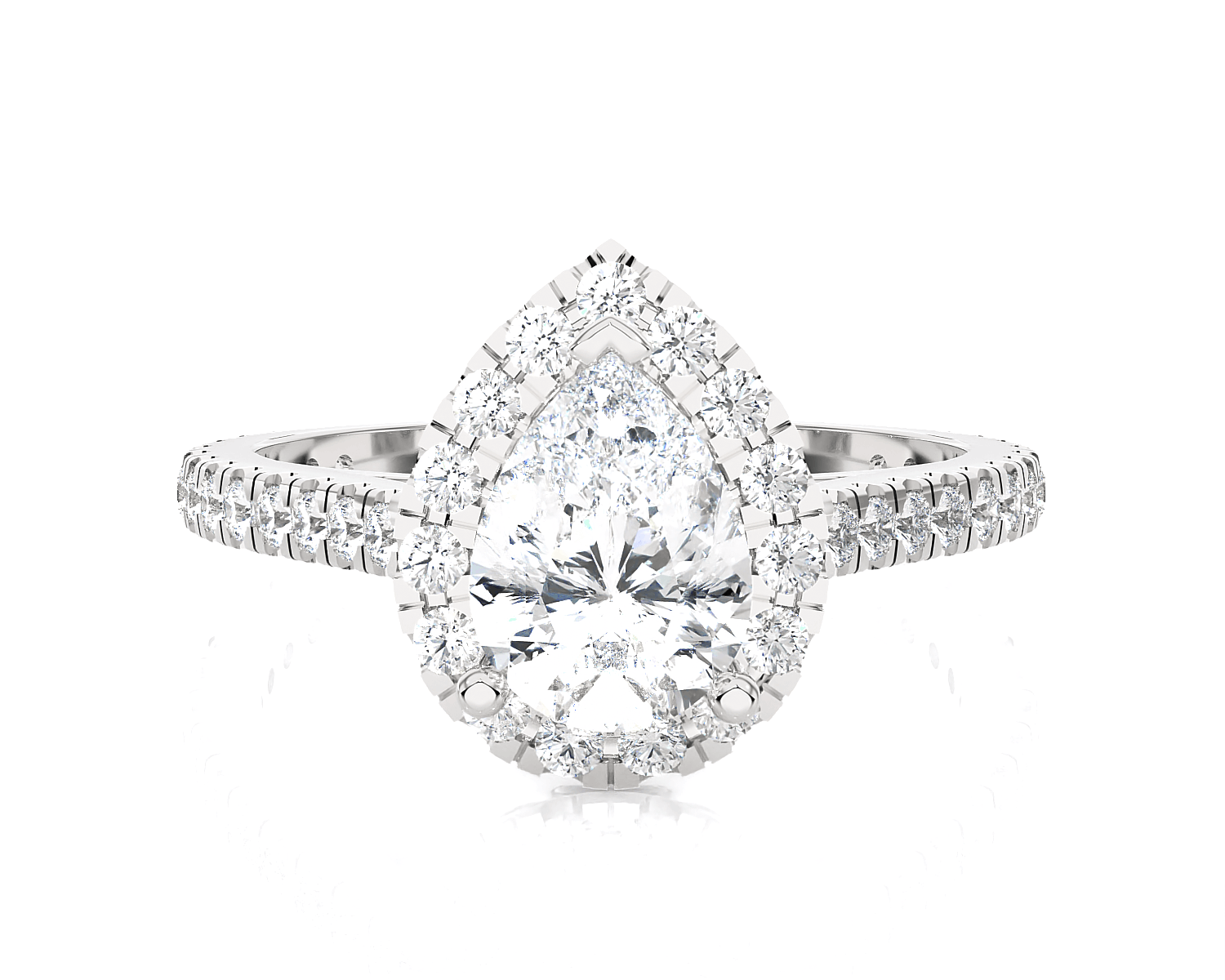 Pear-Shaped Lab Grown Diamond Halo Engagement Ring