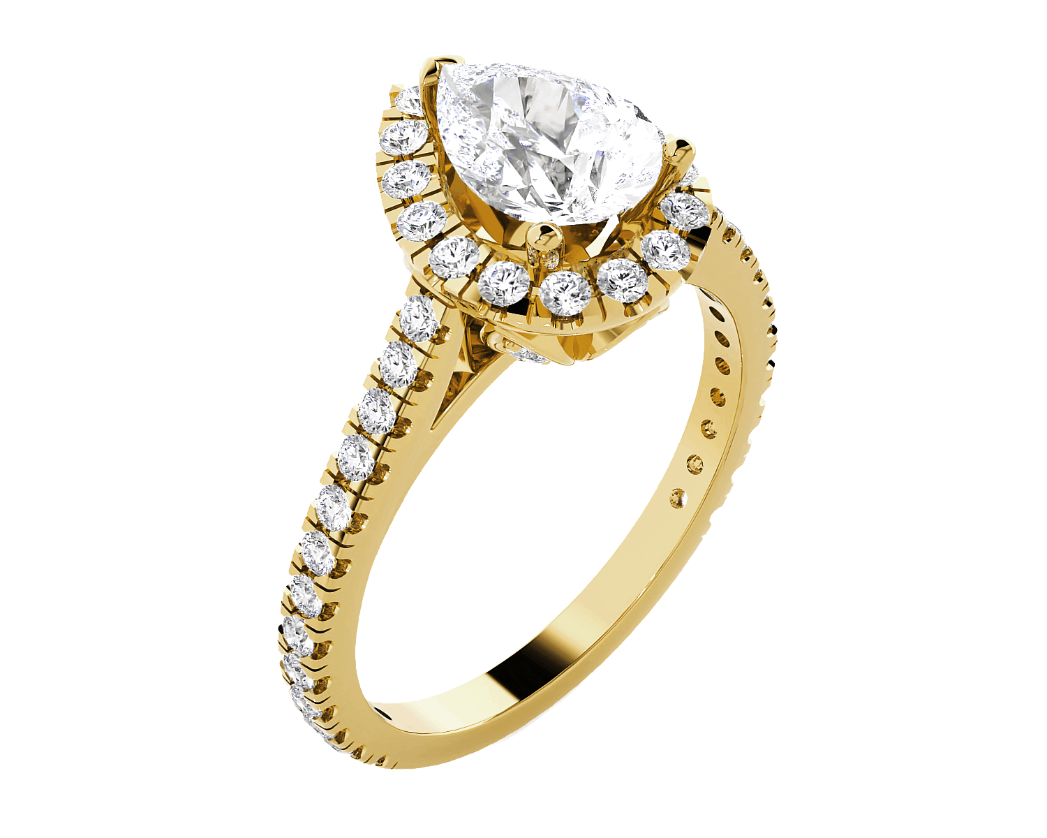 Pear-Shaped Lab Grown Diamond Halo Engagement Ring