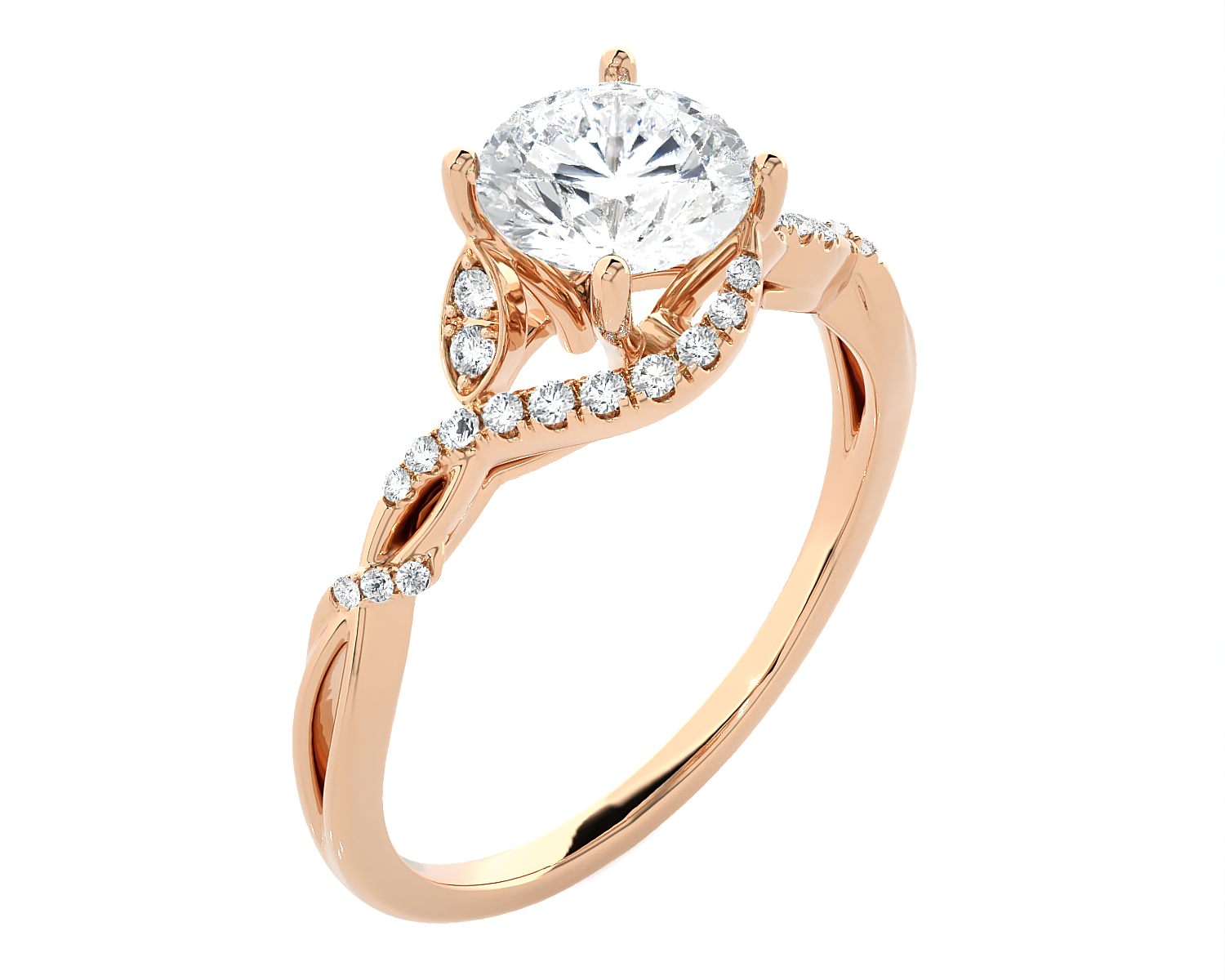 Round Lab Grown Diamond Halo Engagement Ring