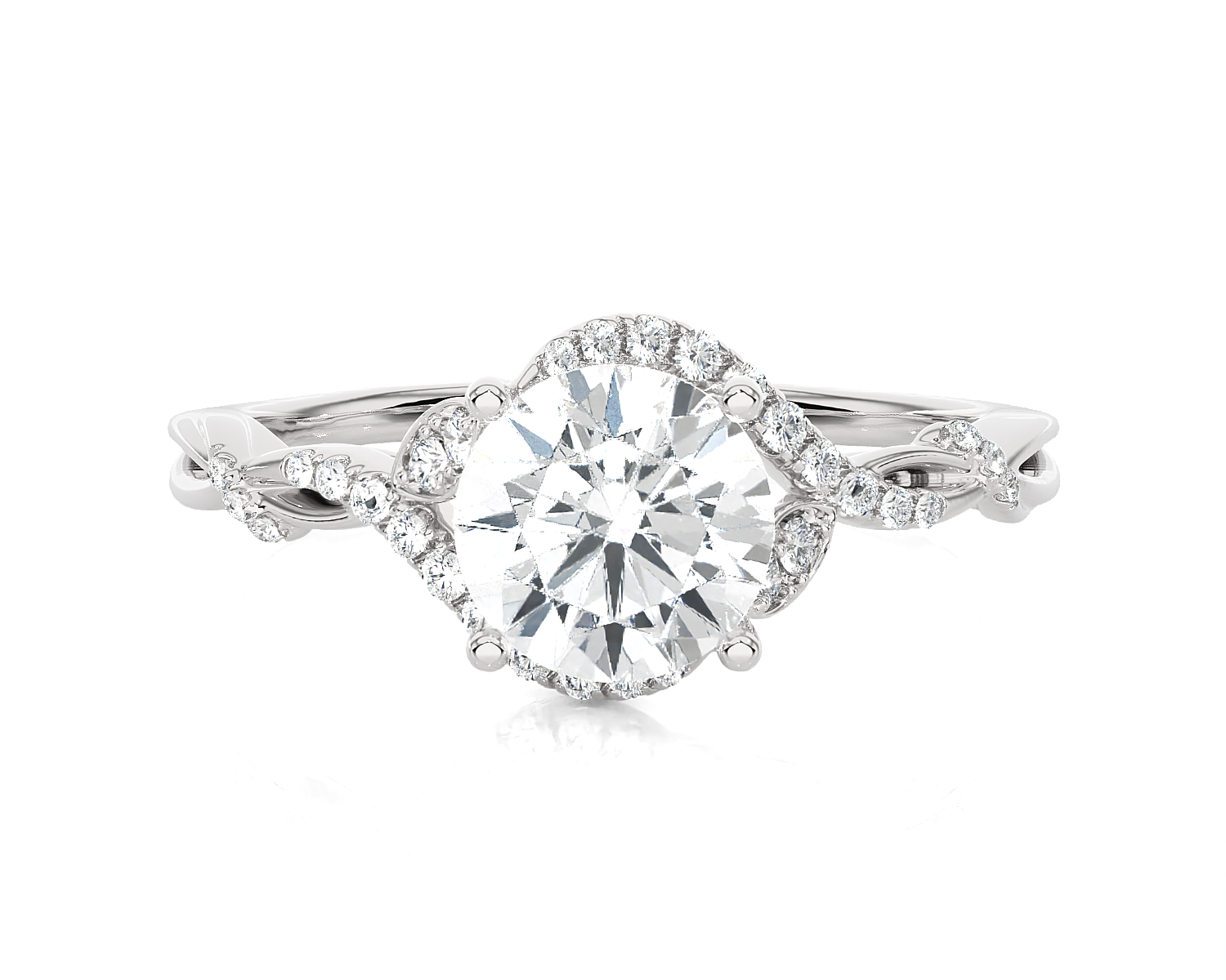 Round Lab Grown Diamond Halo Engagement Ring