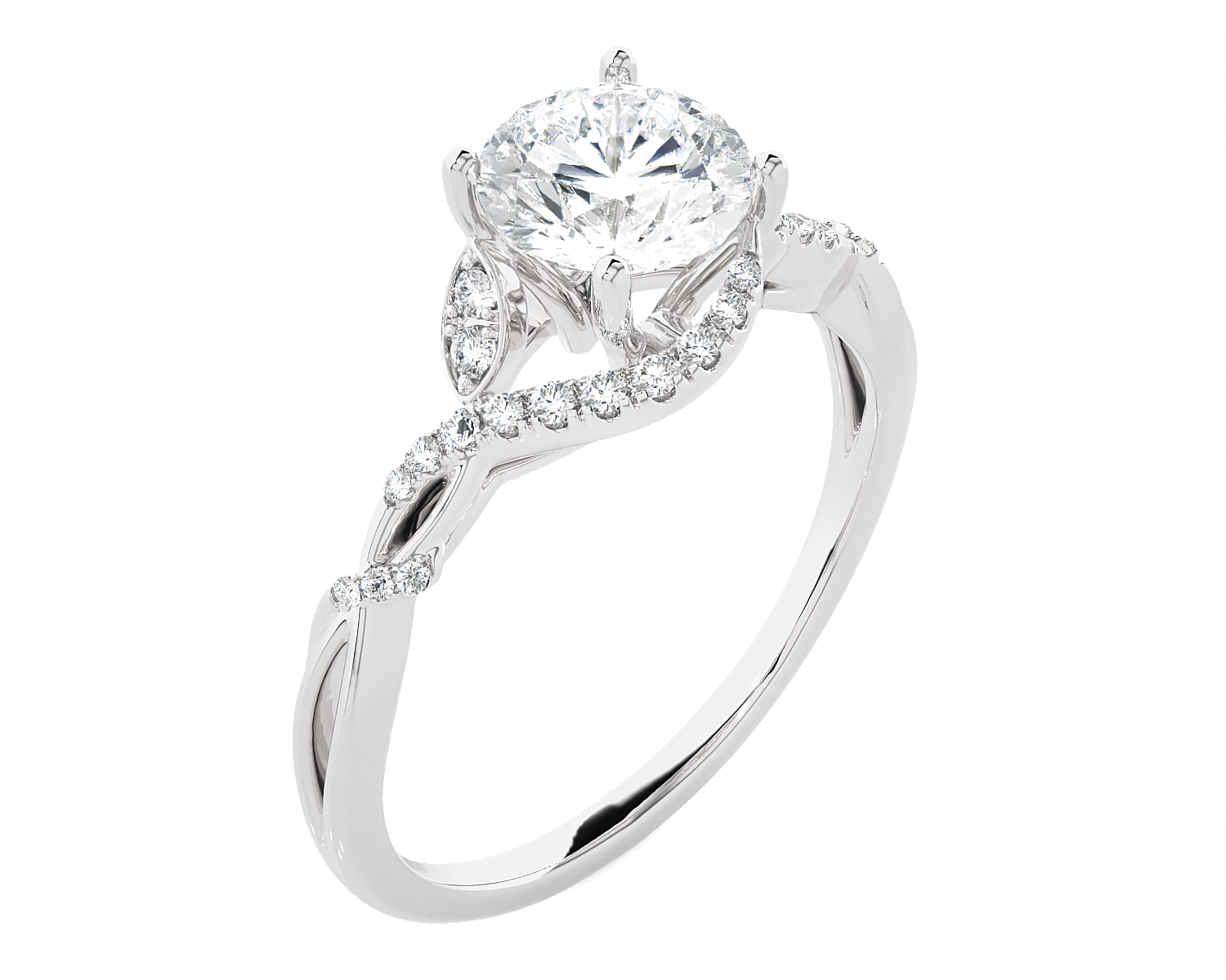 Round Lab Grown Diamond Halo Engagement Ring