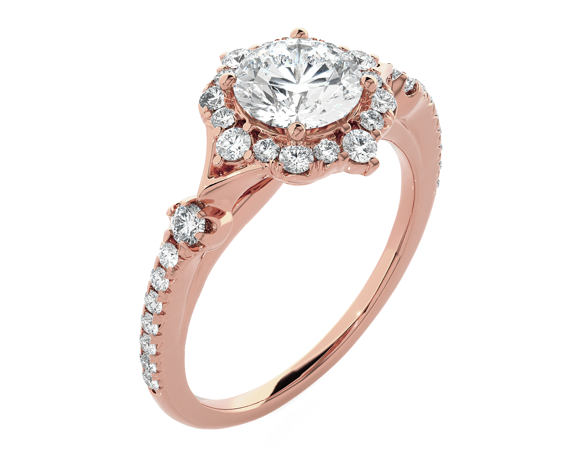 Round Lab Grown Diamond Halo Engagement Ring