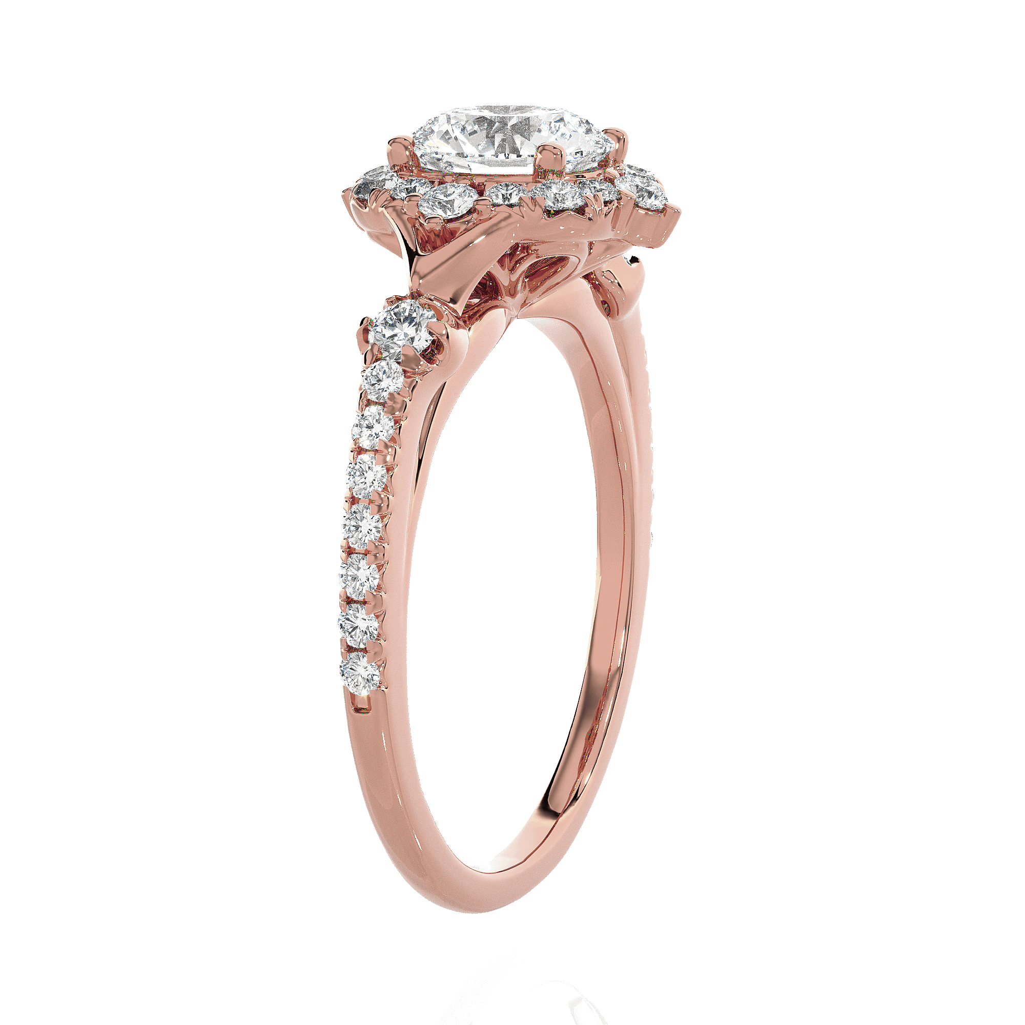 Round Lab Grown Diamond Halo Engagement Ring