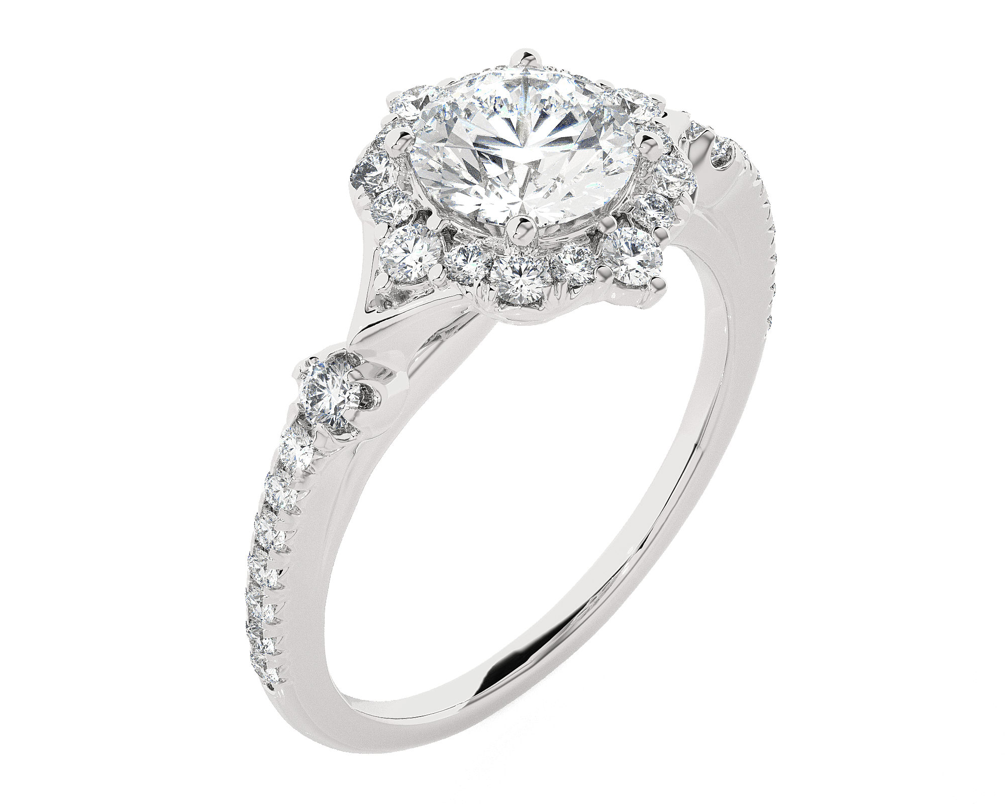 Round Lab Grown Diamond Halo Engagement Ring