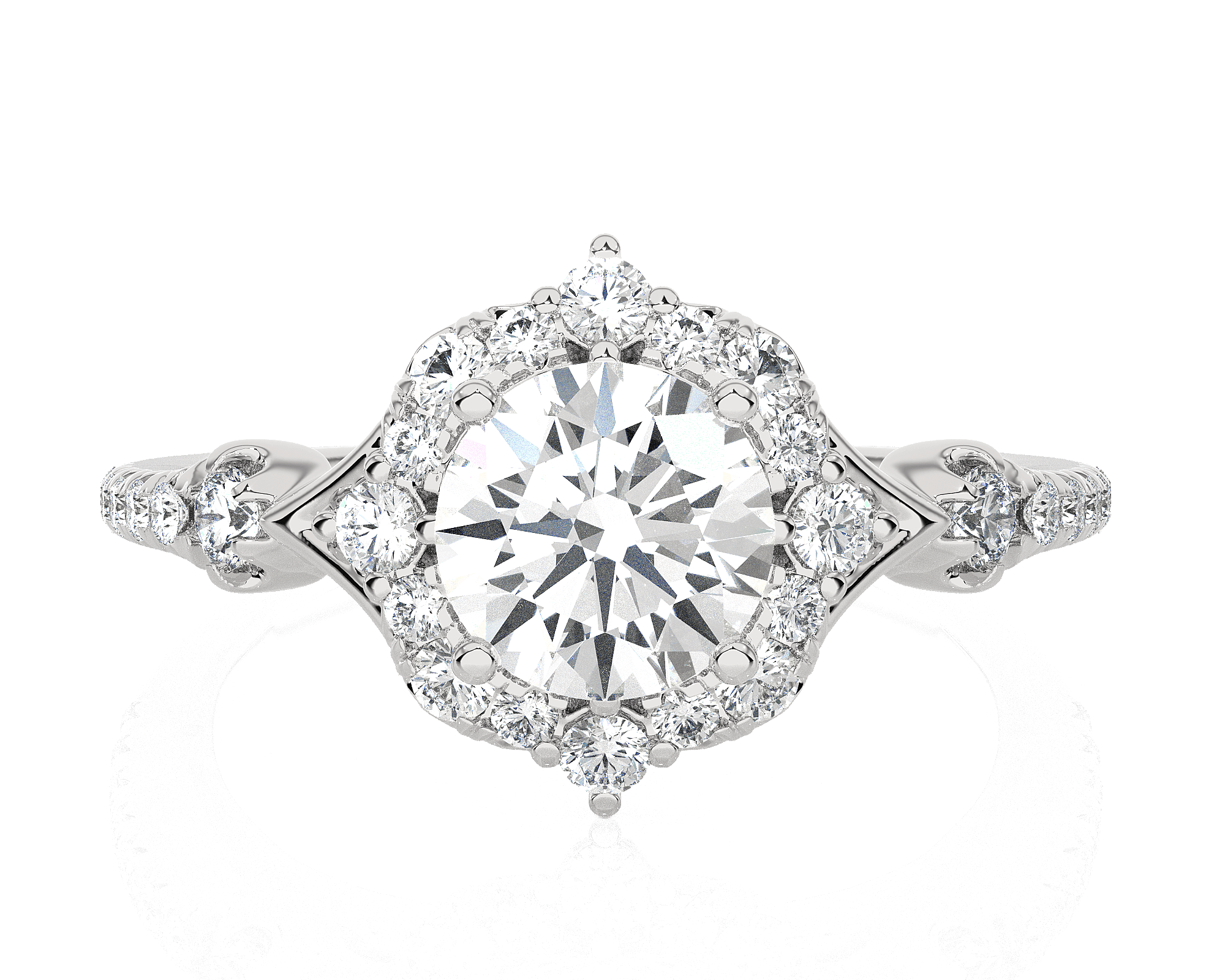 Round Lab Grown Diamond Halo Engagement Ring