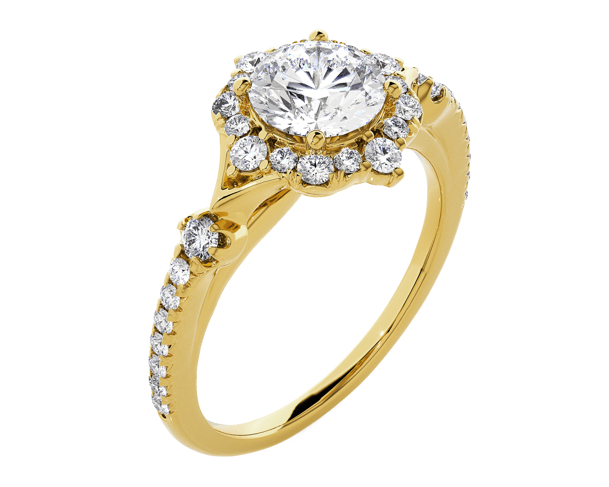Round Lab Grown Diamond Halo Engagement Ring