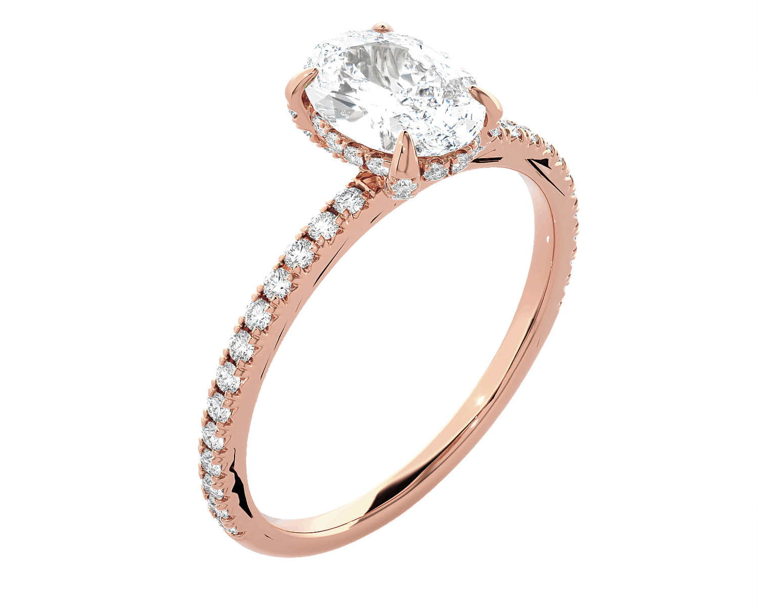Oval Lab Grown Diamond Side Stone Engagement Ring