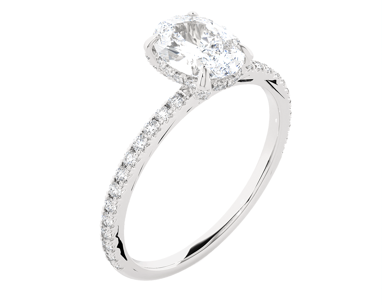 Oval Lab Grown Diamond Side Stone Engagement Ring
