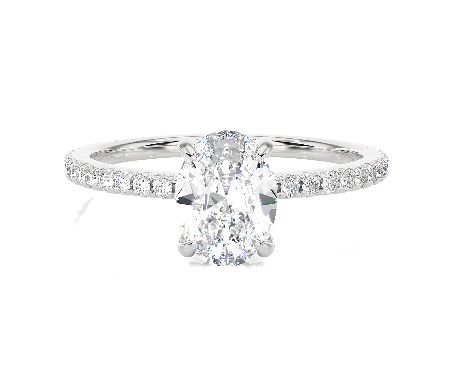 Oval Lab Grown Diamond Side Stone Engagement Ring