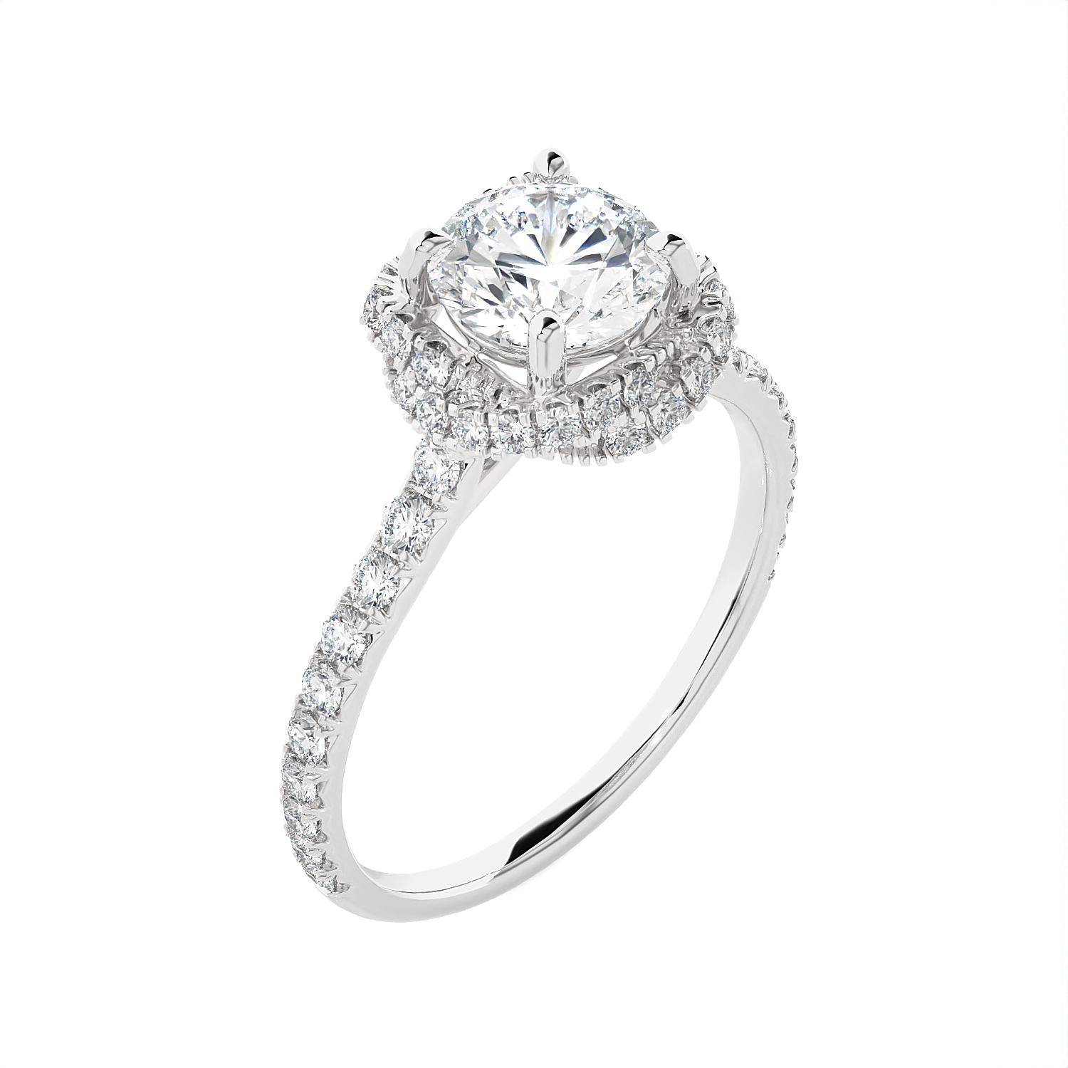 Round Lab Grown Diamond Halo Engagement Ring