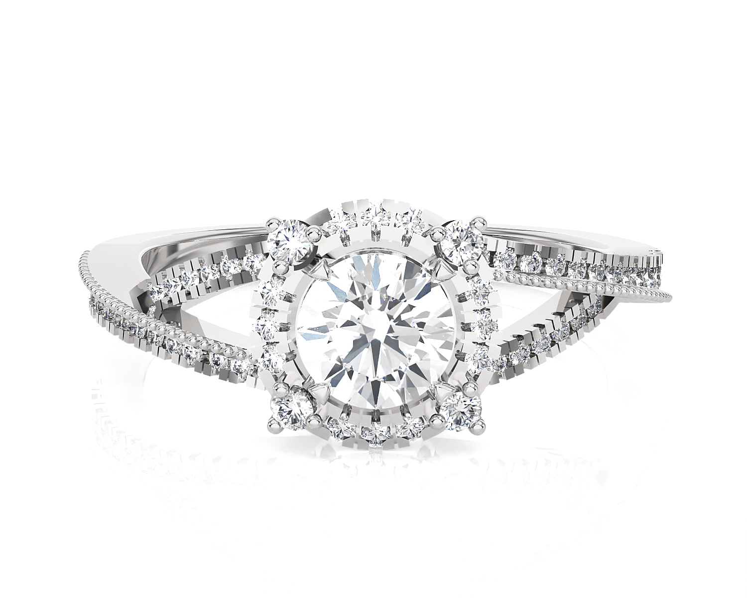 Oval Lab Grown Diamond Side Stone Engagement Ring