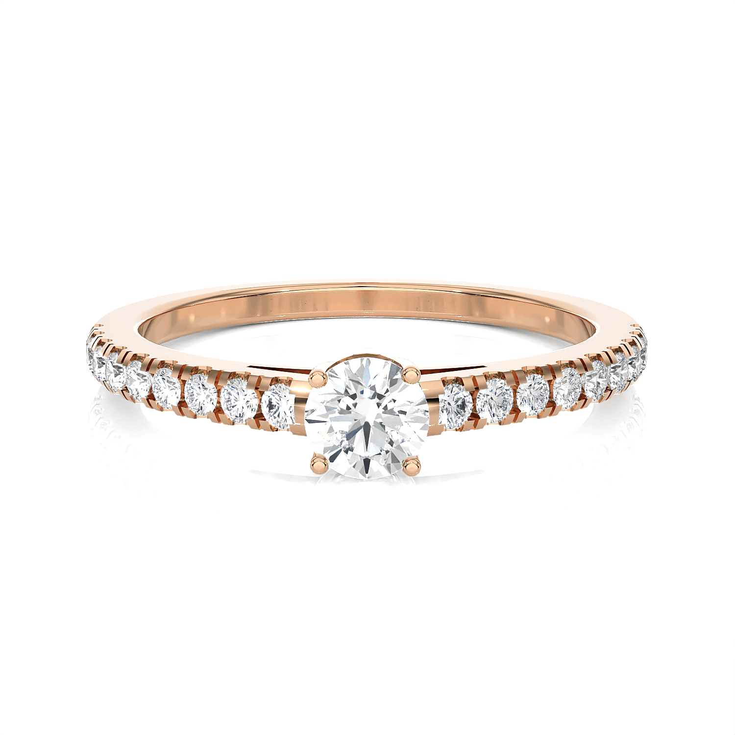 Round Lab Grown Diamond Side Stone Engagement Ring