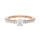 Round Lab Grown Diamond Side Stone Engagement Ring