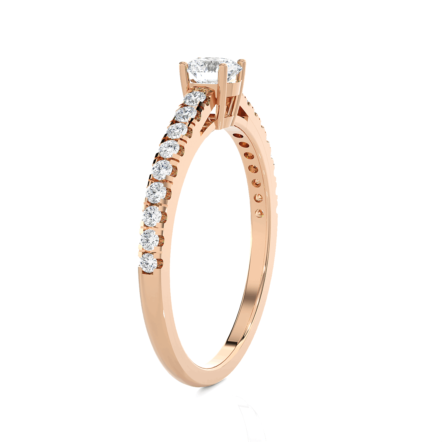 Round Lab Grown Diamond Side Stone Engagement Ring