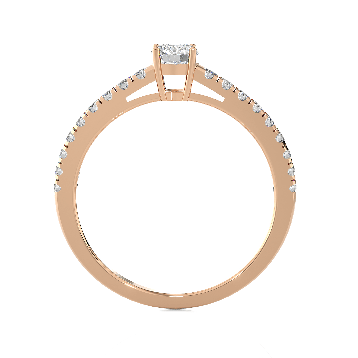 Round Lab Grown Diamond Side Stone Engagement Ring