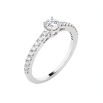 Round Lab Grown Diamond Side Stone Engagement Ring