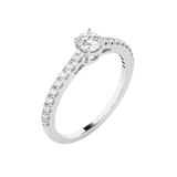 Round Lab Grown Diamond Side Stone Engagement Ring