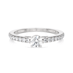 Round Lab Grown Diamond Side Stone Engagement Ring