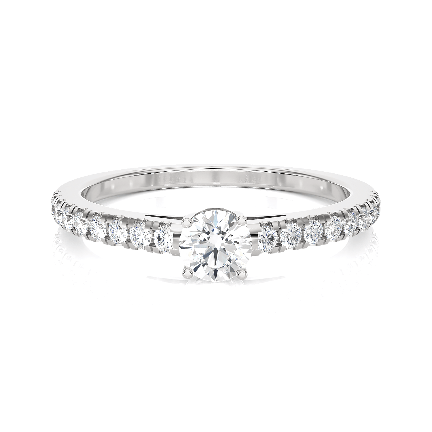 Round Lab Grown Diamond Side Stone Engagement Ring
