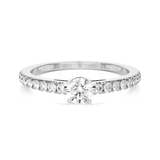 Round Lab Grown Diamond Side Stone Engagement Ring