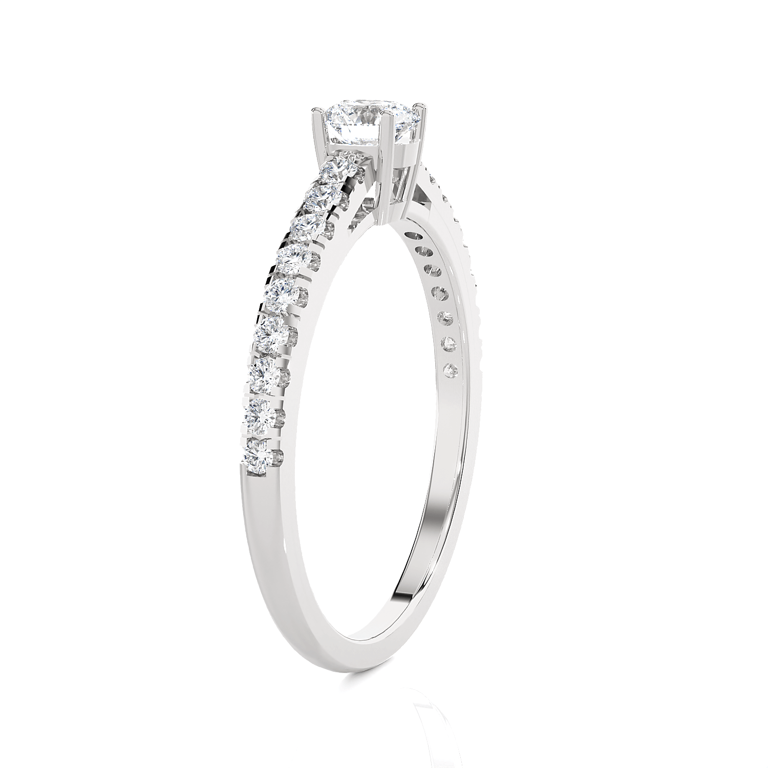 Round Lab Grown Diamond Side Stone Engagement Ring