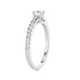 Round Lab Grown Diamond Side Stone Engagement Ring