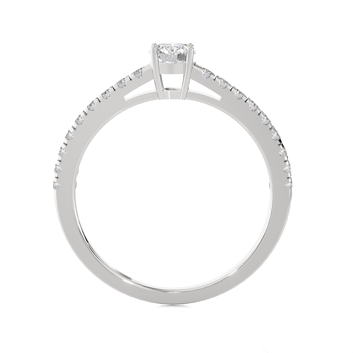 Round Lab Grown Diamond Side Stone Engagement Ring