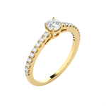 Round Lab Grown Diamond Side Stone Engagement Ring