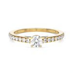 Round Lab Grown Diamond Side Stone Engagement Ring