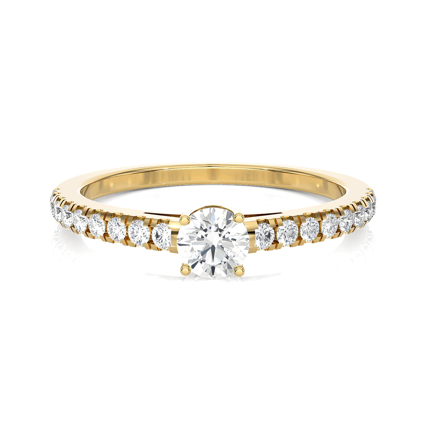 Round Lab Grown Diamond Side Stone Engagement Ring