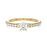 Round Lab Grown Diamond Side Stone Engagement Ring
