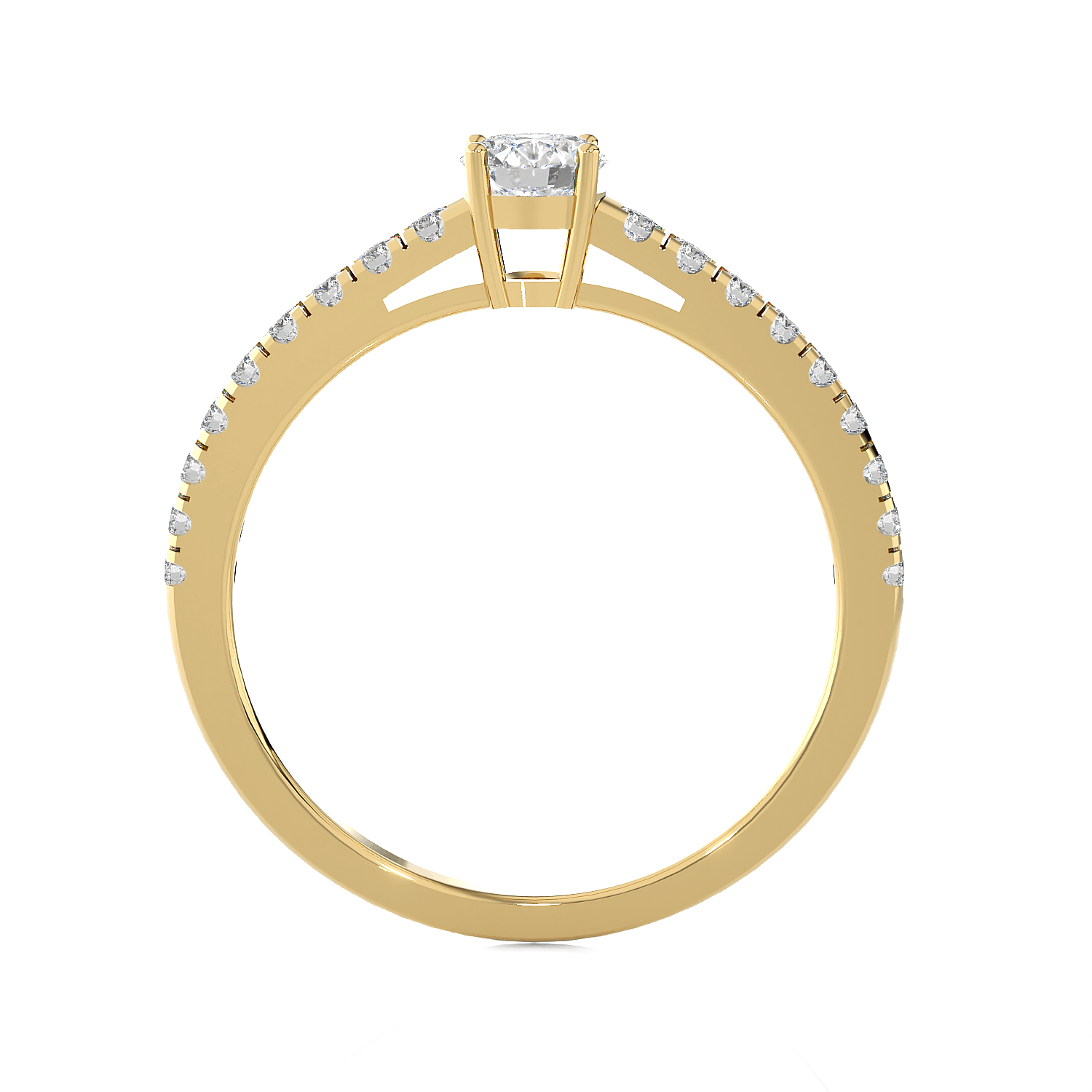 Round Lab Grown Diamond Side Stone Engagement Ring