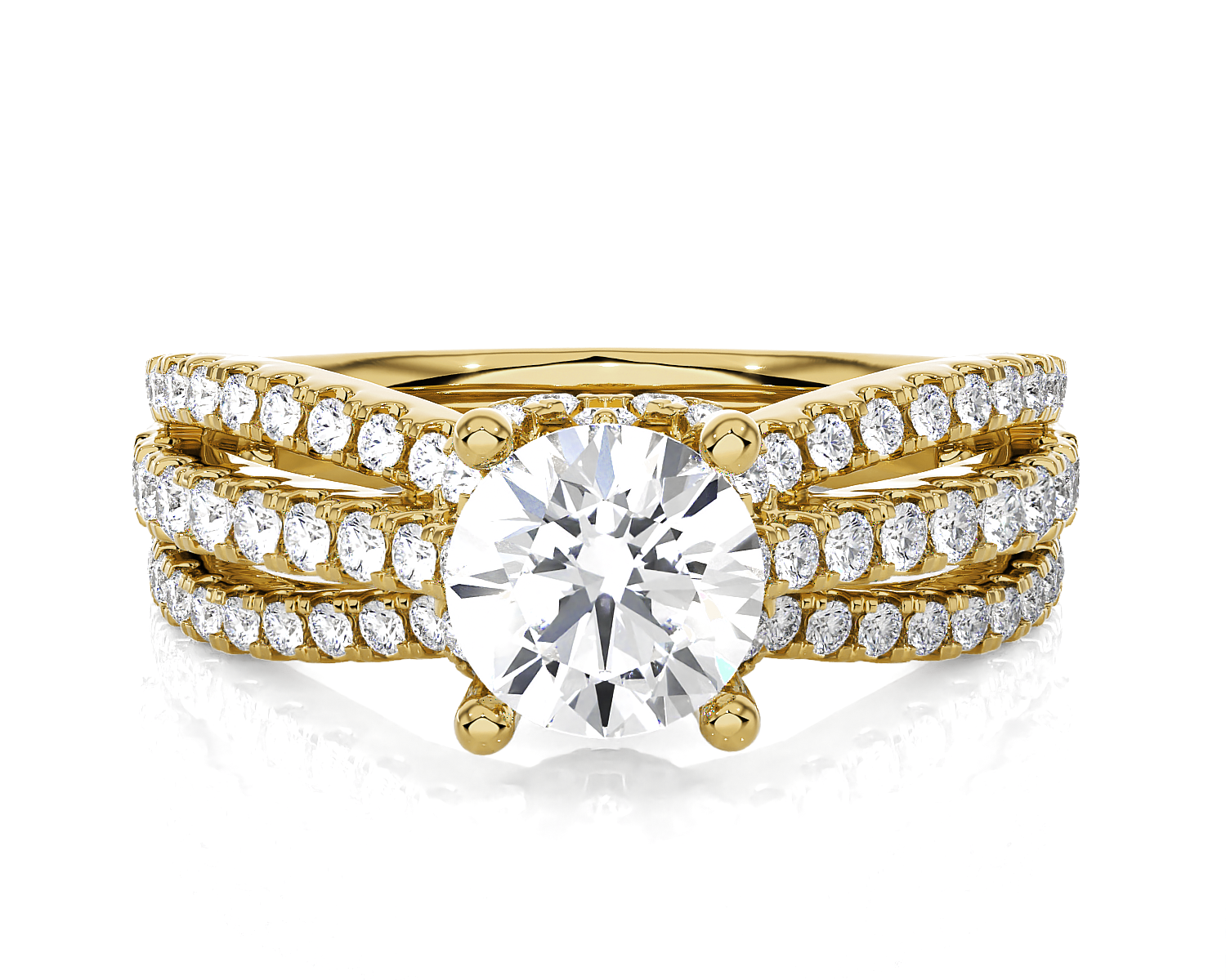 Round Lab Grown Diamond Side Stone Engagement Ring