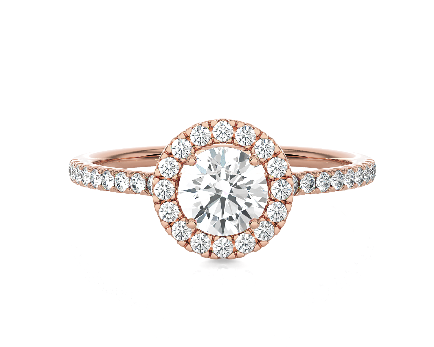 Round Lab Grown Diamond Halo Engagement Ring