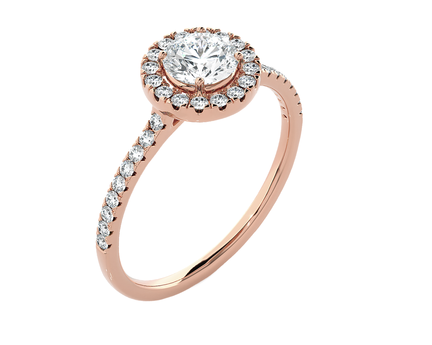 Round Lab Grown Diamond Halo Engagement Ring