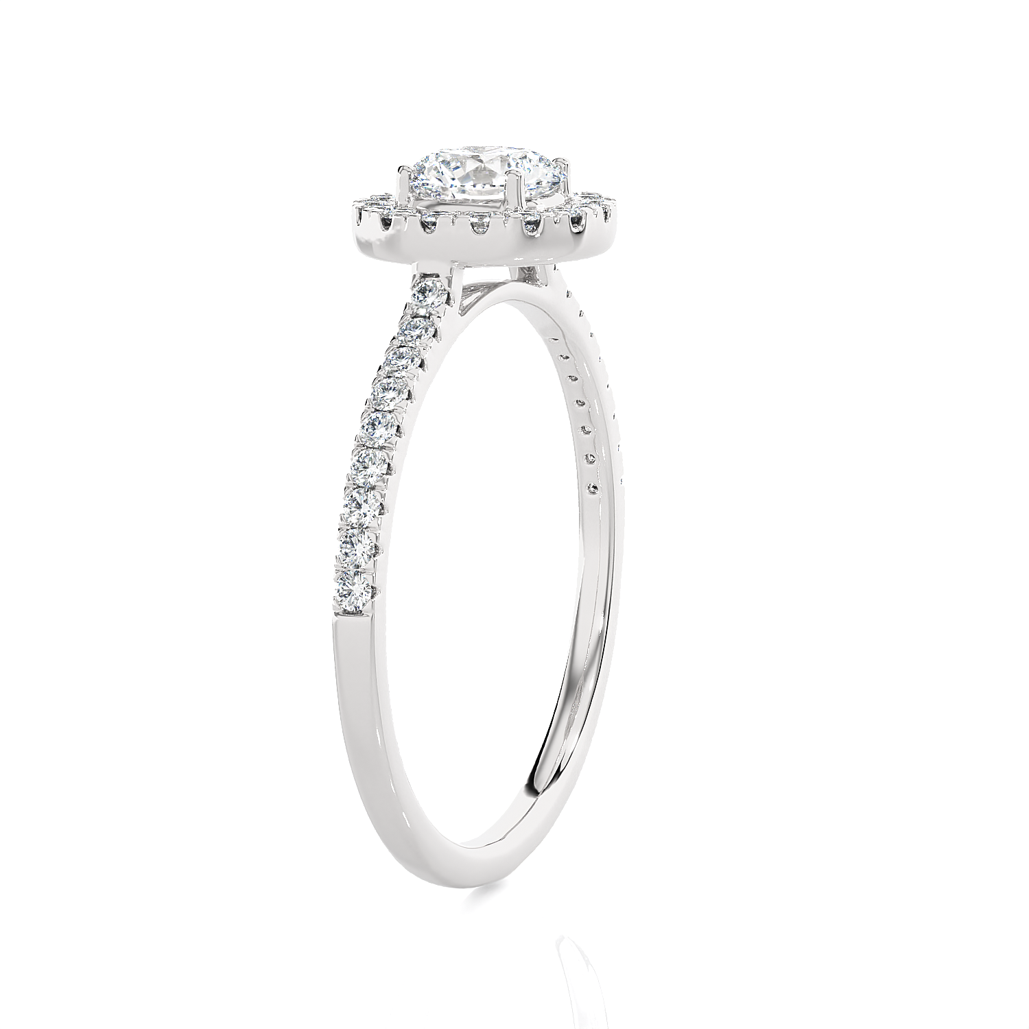 Round Lab Grown Diamond Halo Engagement Ring