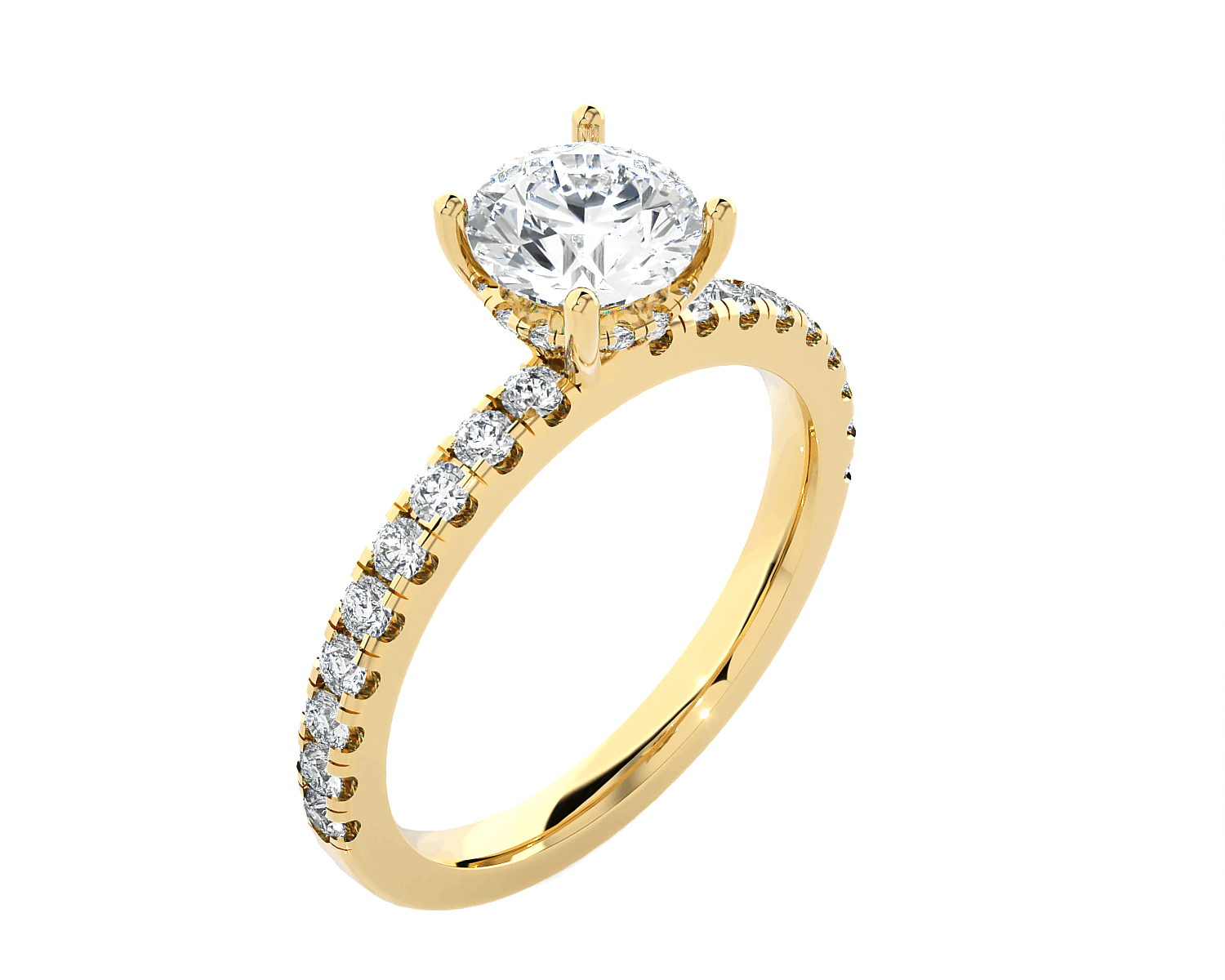 Round Lab Grown Diamond Side Stone Engagement Ring