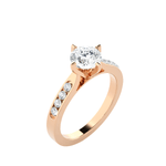 Round Lab Grown Diamond Side Stone Engagement Ring