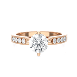 Round Lab Grown Diamond Side Stone Engagement Ring