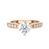 Round Lab Grown Diamond Side Stone Engagement Ring