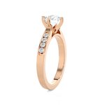 Round Lab Grown Diamond Side Stone Engagement Ring