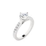 Round Lab Grown Diamond Side Stone Engagement Ring
