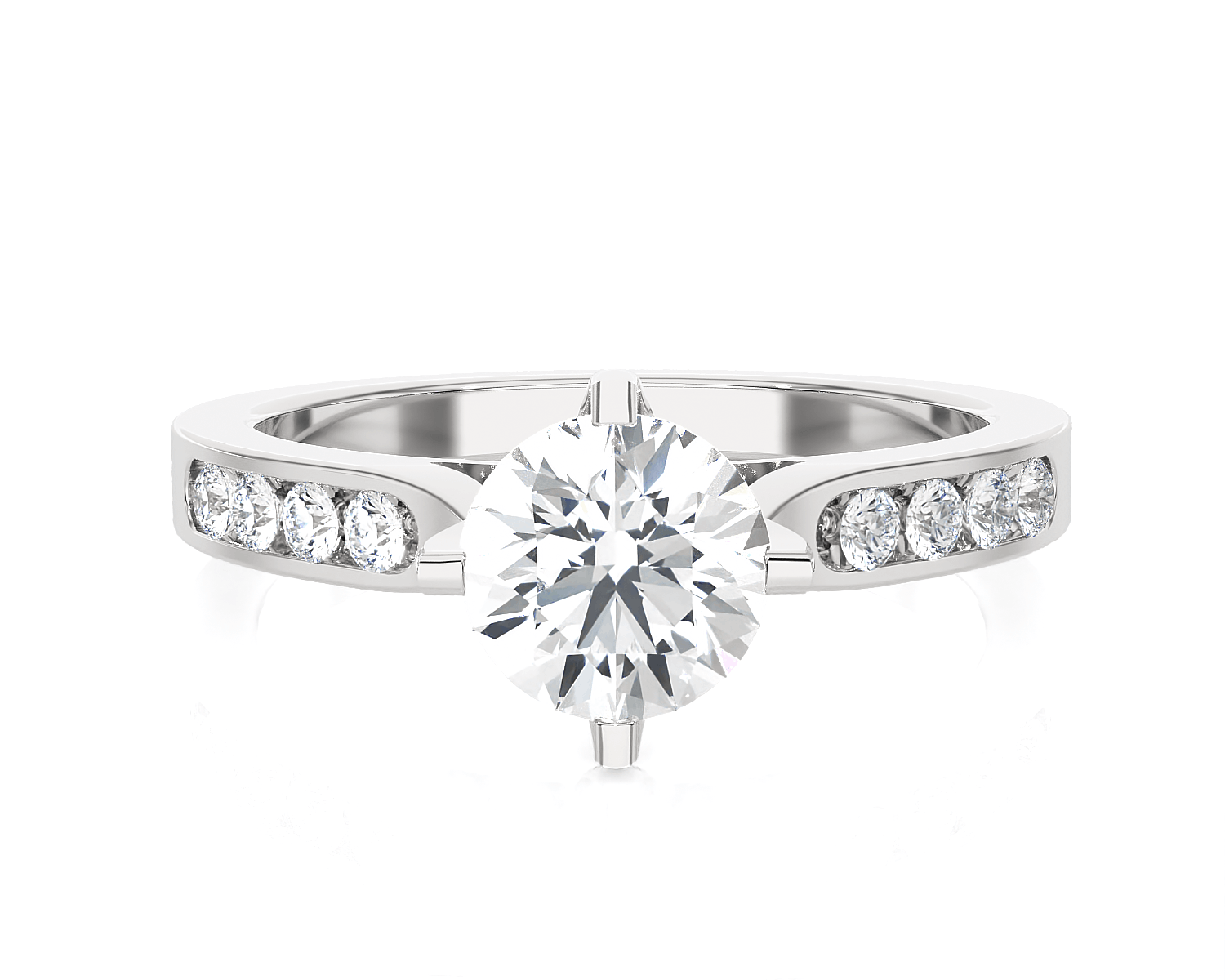 Round Lab Grown Diamond Side Stone Engagement Ring