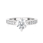 Round Lab Grown Diamond Side Stone Engagement Ring