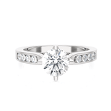 Round Lab Grown Diamond Side Stone Engagement Ring