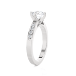 Round Lab Grown Diamond Side Stone Engagement Ring