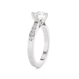 Round Lab Grown Diamond Side Stone Engagement Ring