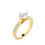 Round Lab Grown Diamond Side Stone Engagement Ring